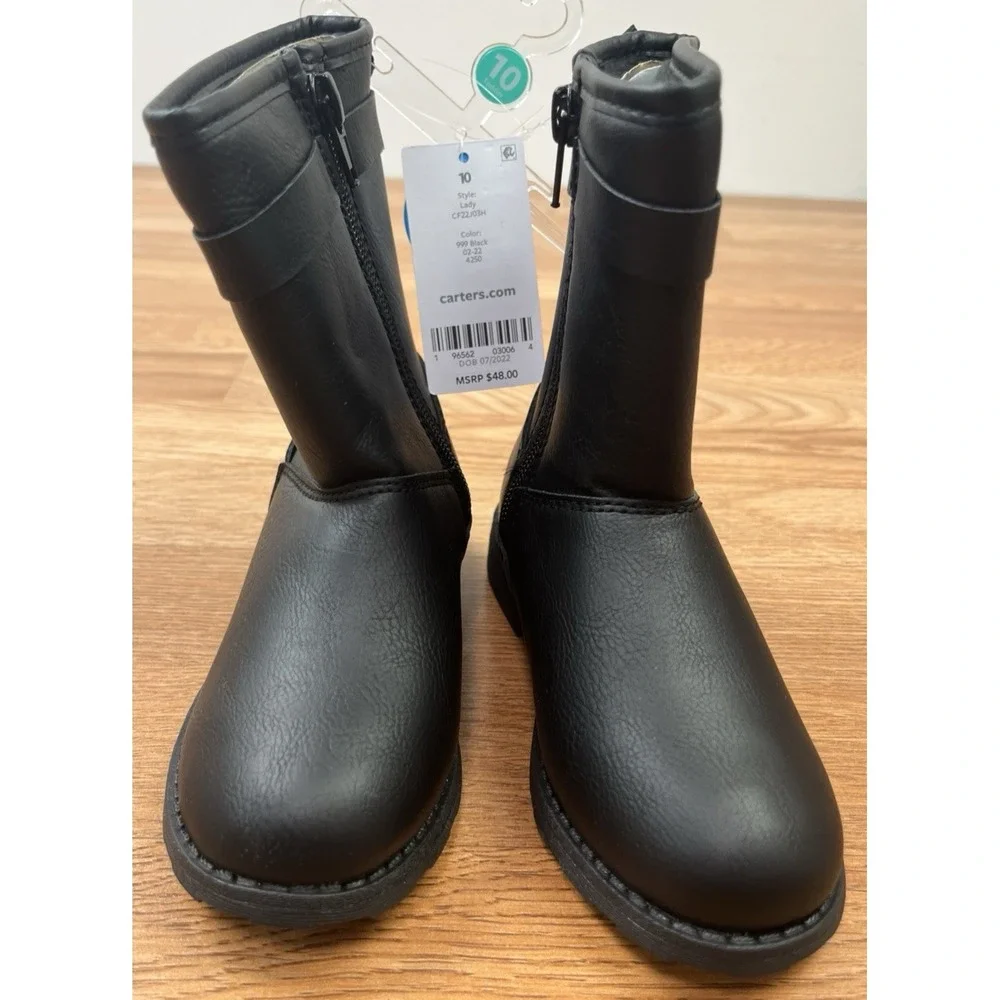 Carter's Black Toddler Girls Zip up Boots Size 10 NEW
